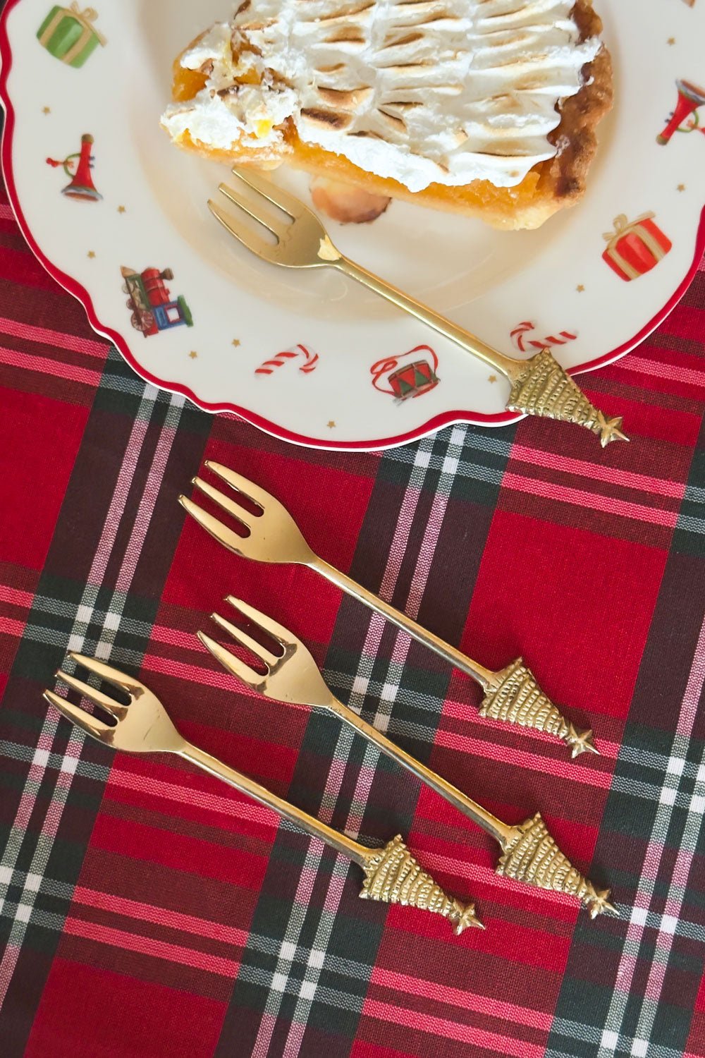 Set de 4 Fourchettes en Bronze avec Motif d’Arbre de Noël