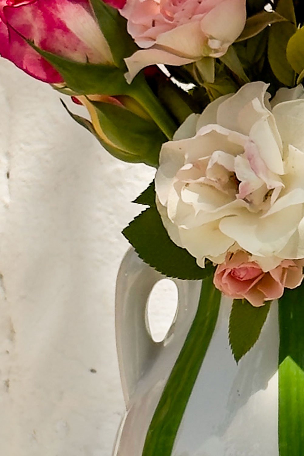 Flores Detalles Jarrón Ánfora De Cerámica Diseño de Rayas Cristina Oria