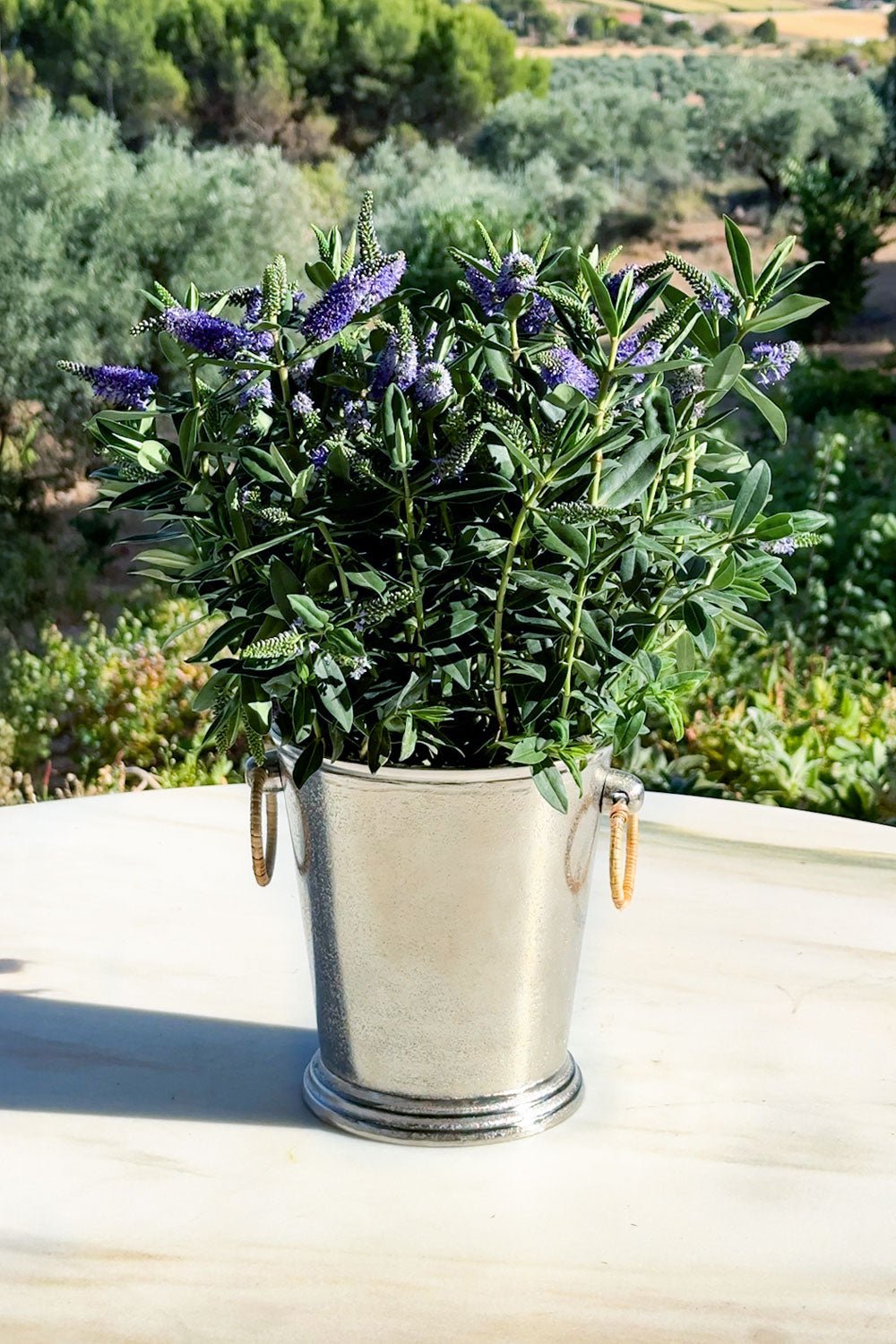 Cubitera Plateada Con Arandelas De Ratán Cristina Oria 