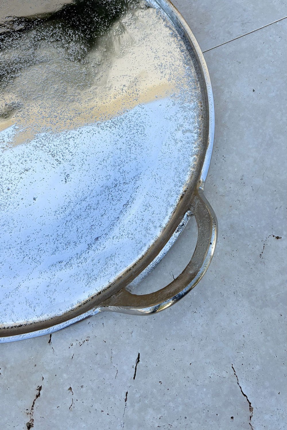 Bandeja Plateada Redonda Con Asas