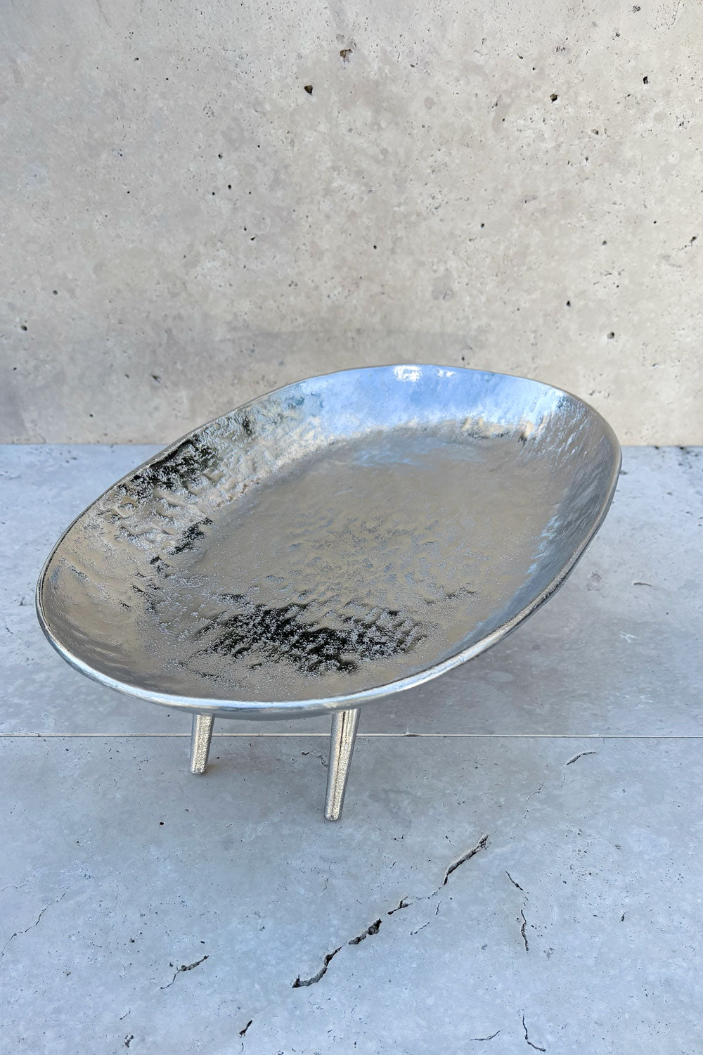 Bandeja Plateada Ovalada Con Patas