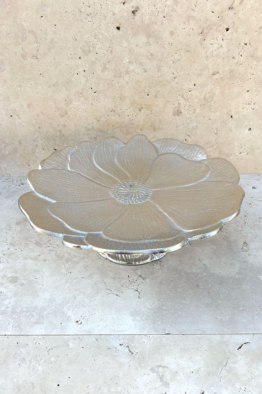Base Con Diseño De Flor Plateada Grande Cristina Oria 