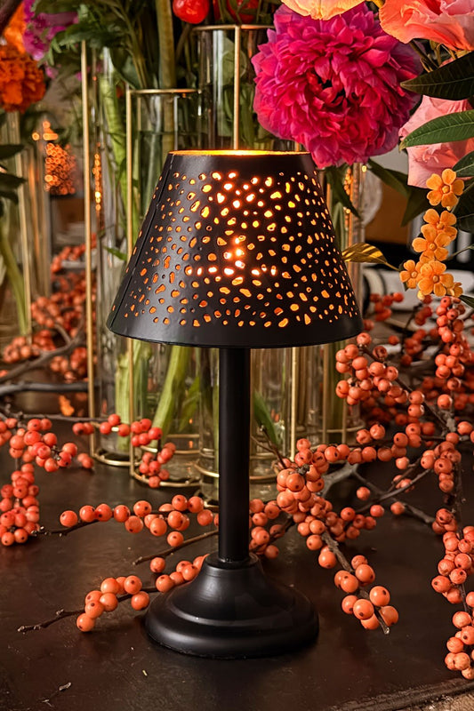 Lámpara Para Vela Negra Y Dorada Cristina Oria 