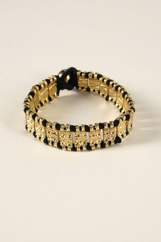 Pulsera Dorada y Negra Con Eslabones Cristina Oria 