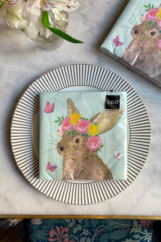 Servilletas Conejo Con Corona De Flores Grandes