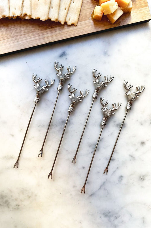 Coffret de 6 fourchettes spéciales apéritif motif cerf