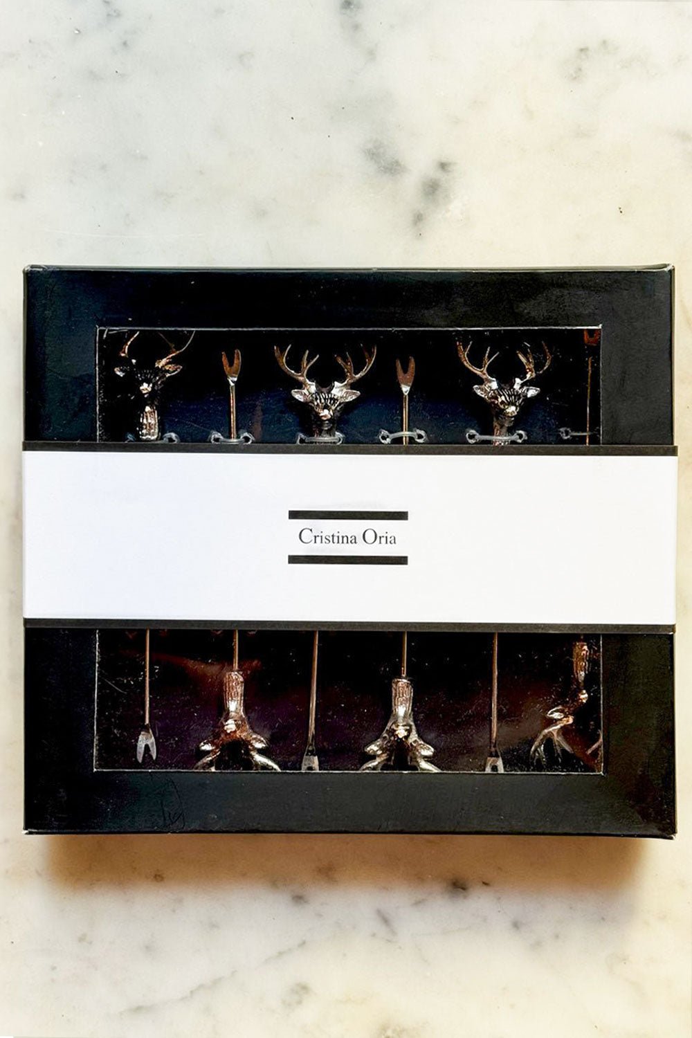 Set di 6 forchette speciali per antipasto con design a forma di cervo