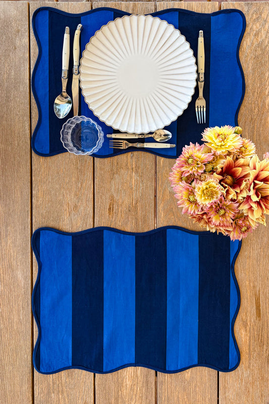 Mantel Individual Rayas Azul Oscuro & Azul Claro Cristina Oria