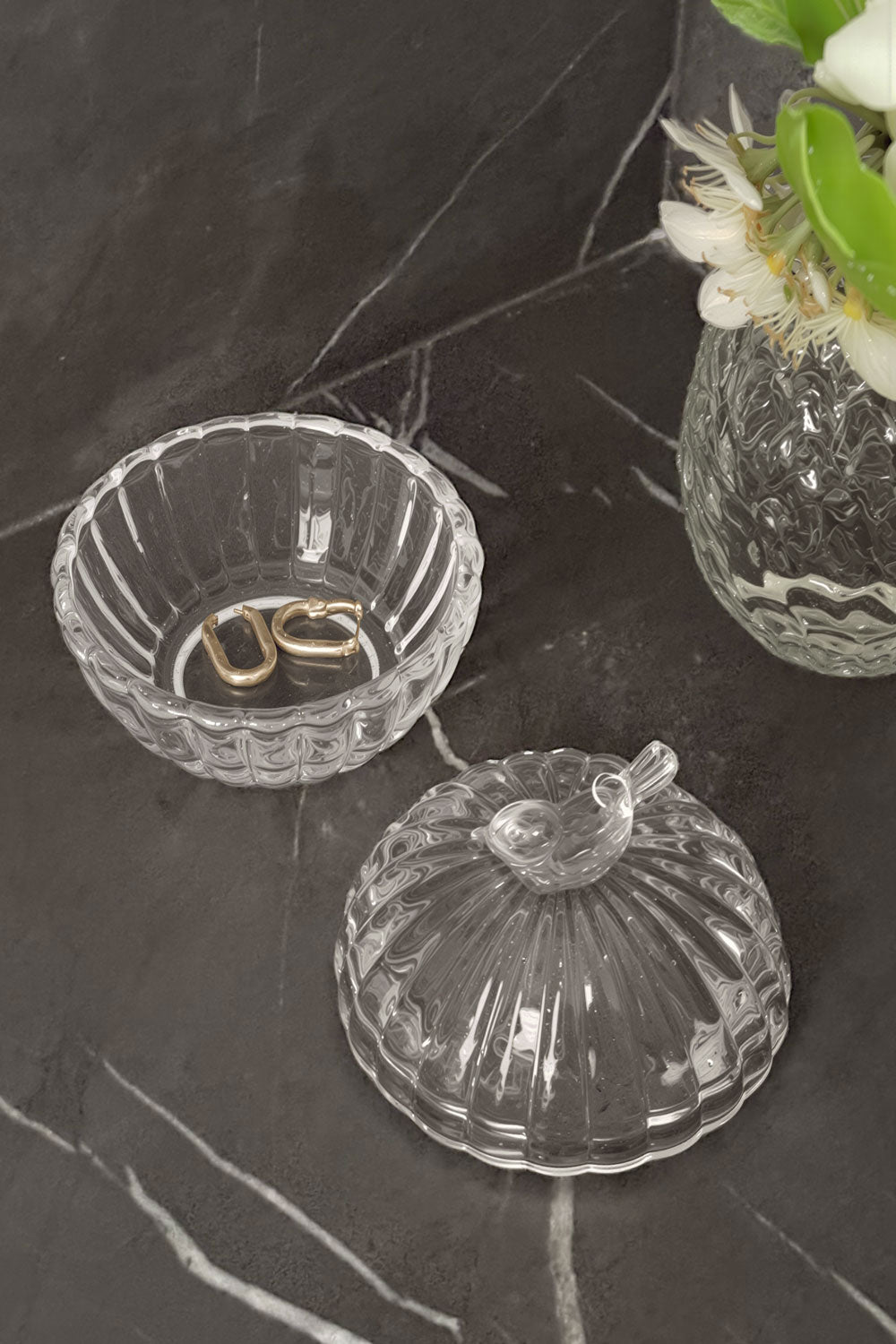 Pendientes Mini Cofre De Cristal Con Pájaro Cristina Oria