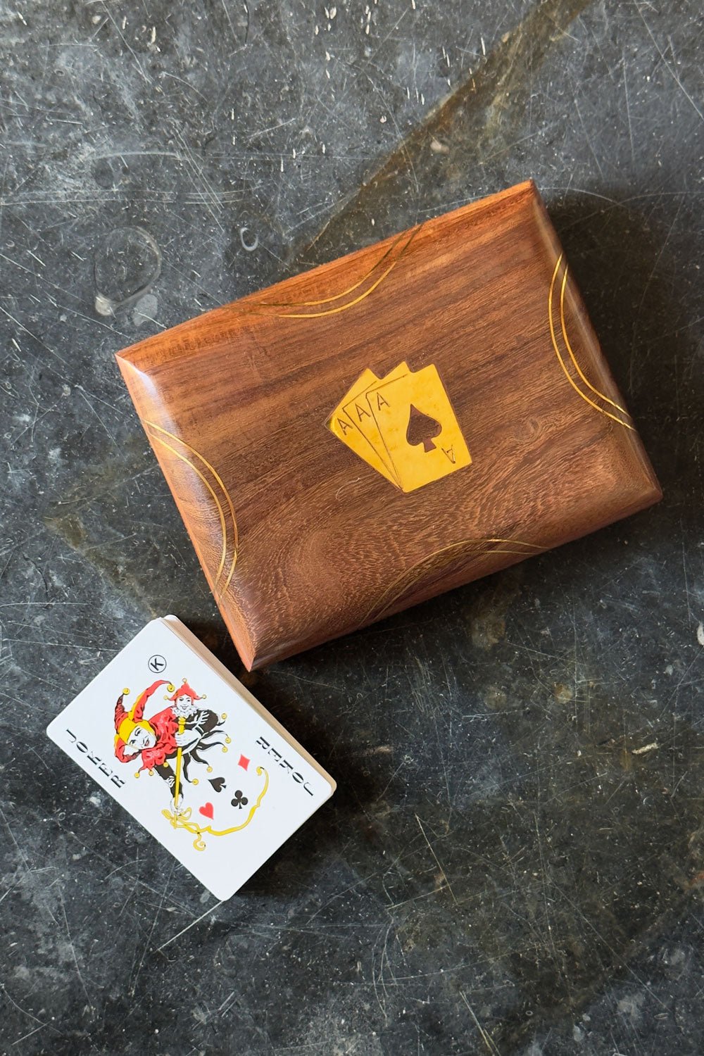 Juego Set De 2 Cartas En Caja De Madera Sheesham Cristina Oria 