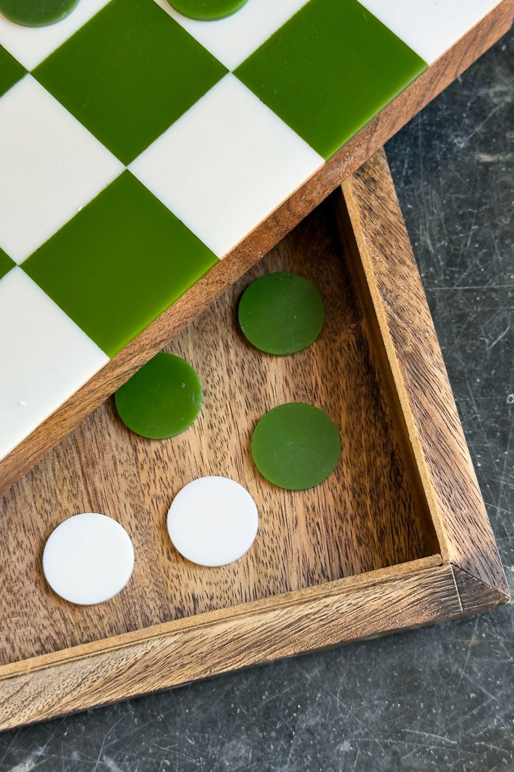 Zoom Damas De Madera Diseño Verde Cristina Oria
