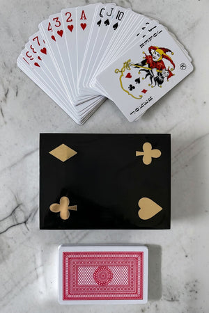 Juego De Cartas En Caja De Madera & Resina Negra Cristina Oria 