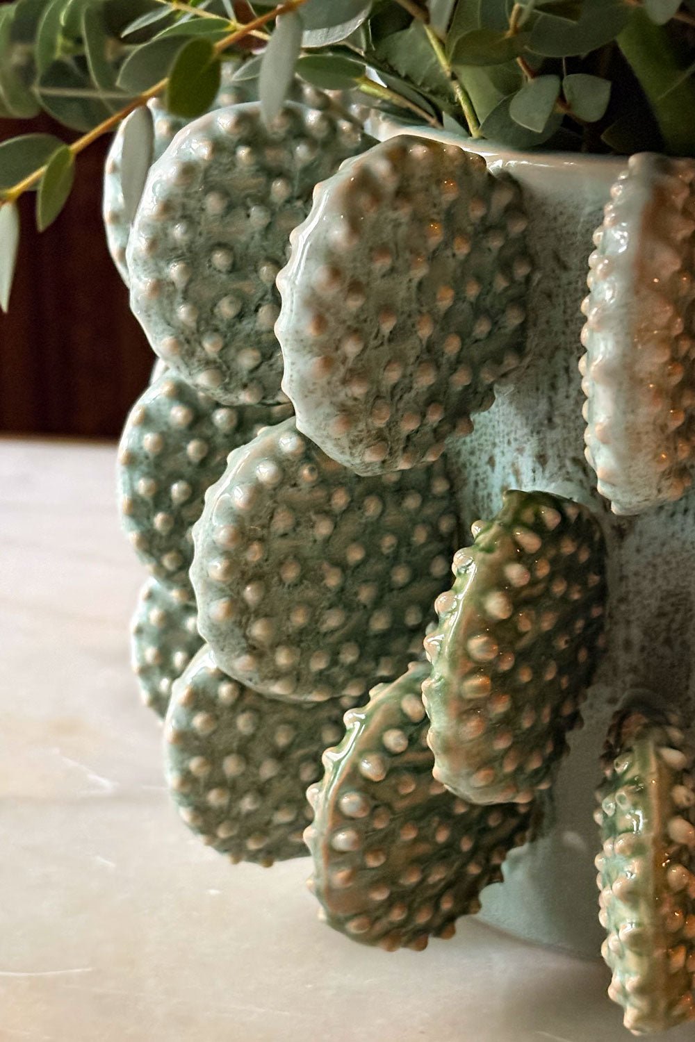 Detalle Jarrón Bajo Con Diseño De Cactus Verde Cristina Oria 