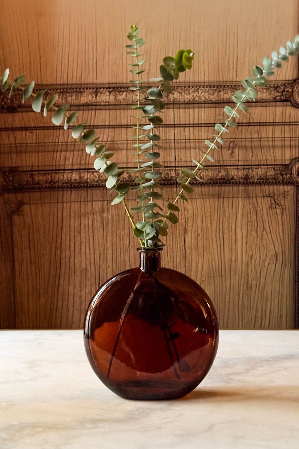 Jarrón De Cristal En Tono Marrón Ámbar Grande Cristina Oria 