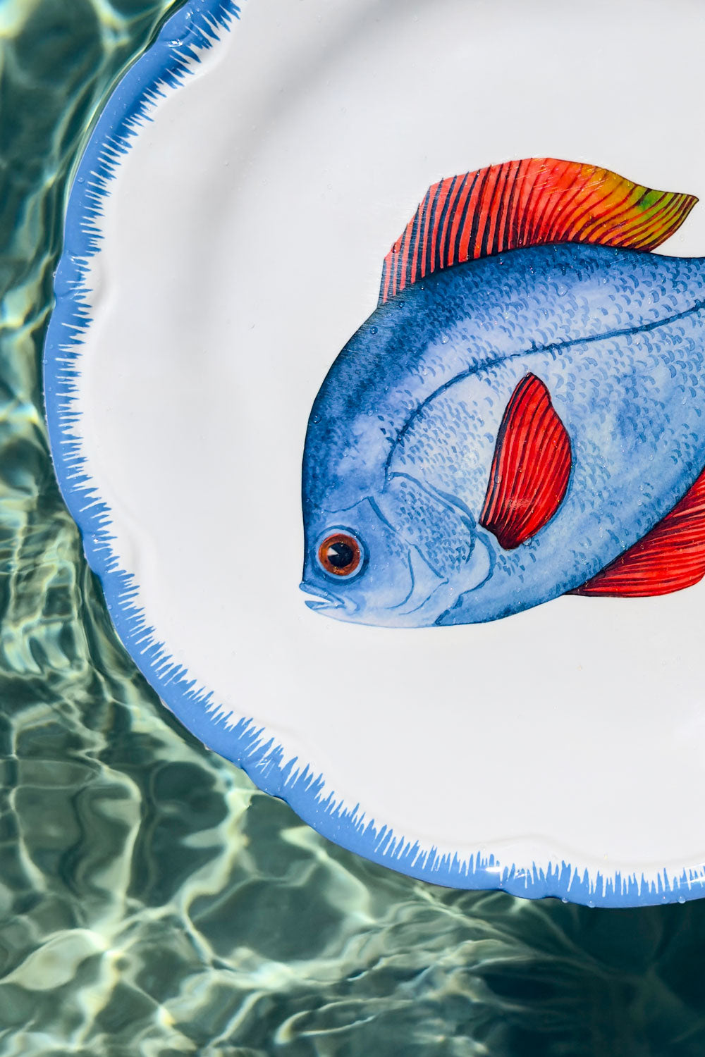 Agua Plato Llano De Melamina Pez Azul Cristina Oria