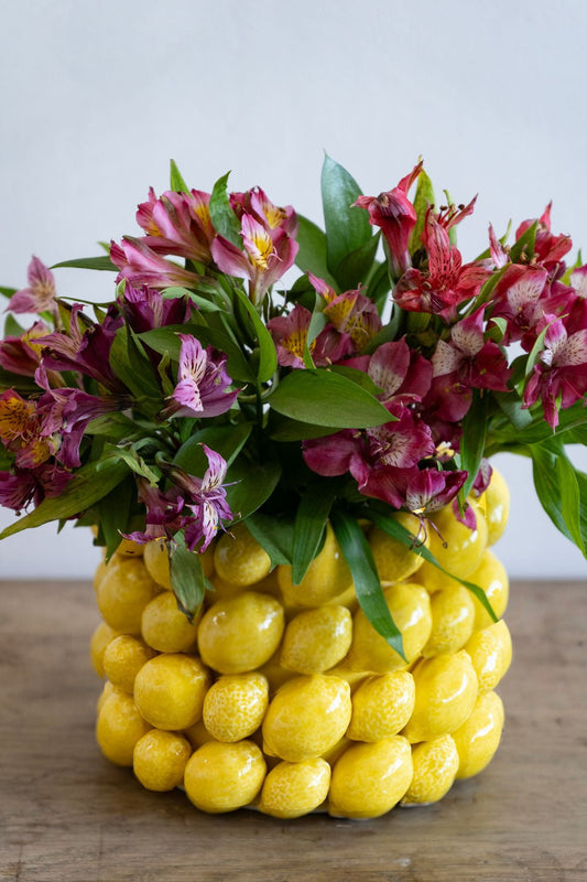 Flores Macetero Con Diseño De Limones Cristina Oria
