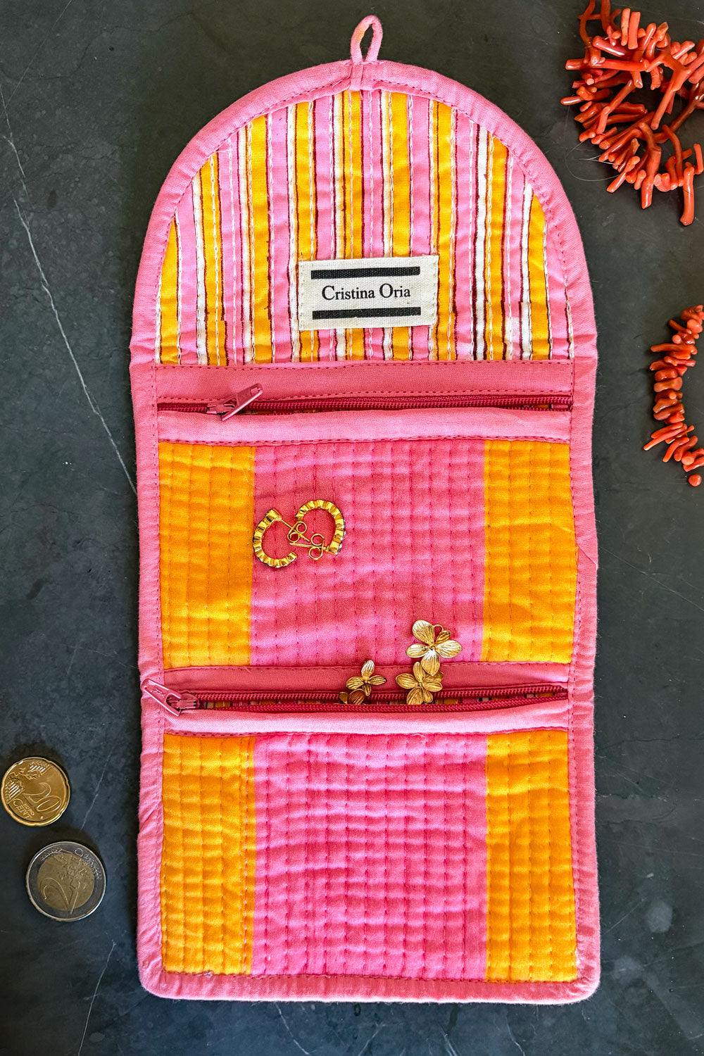Detalles Joyero Rayas Rosas & Naranjas Cristina Oria