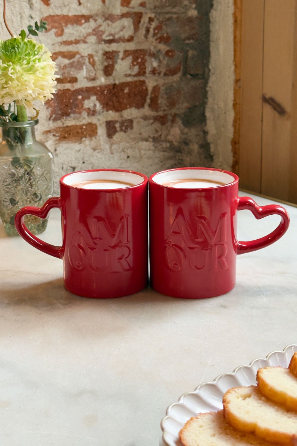 Juego De Dos Tazas "Amour" Y Asas De Corazón Cristina Oria 