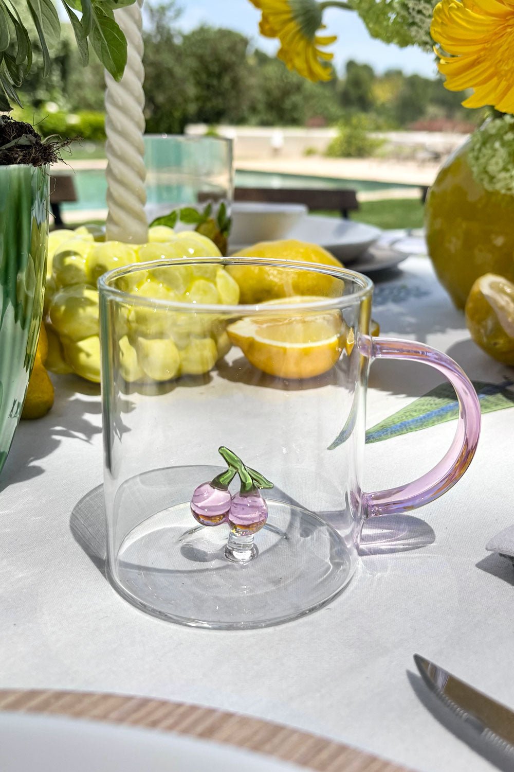 Cereza Taza Vidrio Con Figura De Frutas Cristina Oria