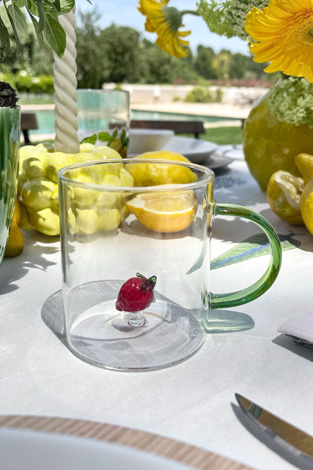 Fresa Taza Vidrio Con Figura De Frutas Cristina Oria