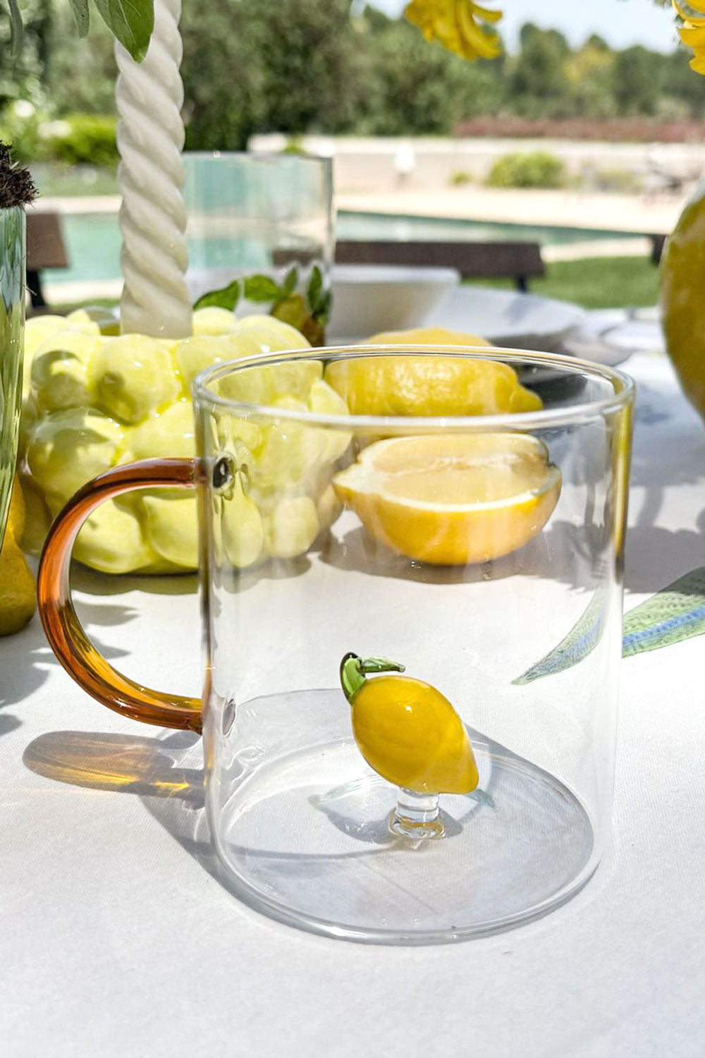 Caneca De Vidro Com Figura De Fruta