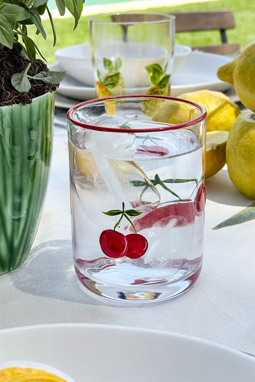 Vaso De Cristal Con Frutas Pintadas Cristina Oria