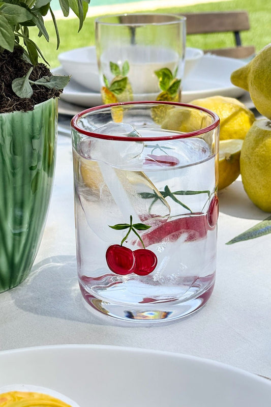 Vaso De Cristal Con Frutas Pintadas Cristina Oria