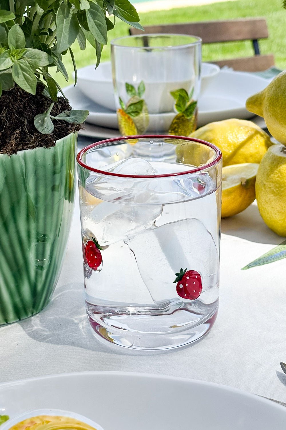 Detalles Vaso De Cristal Con Frutas Pintadas Cristina Oria