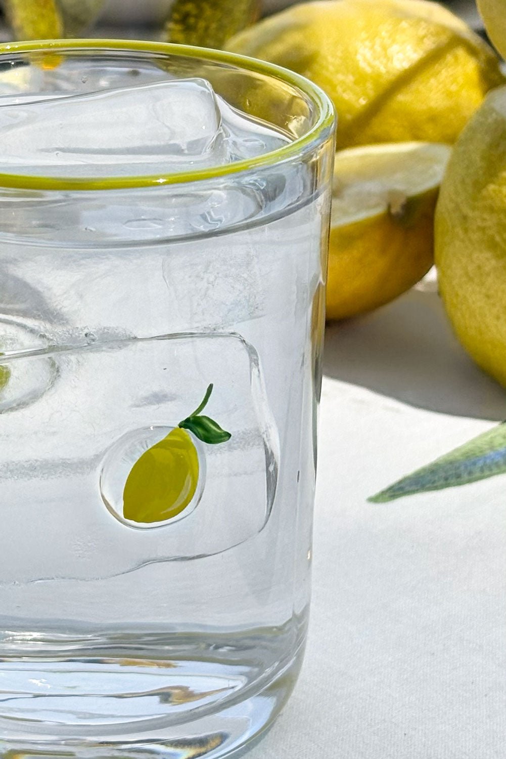 Detalles Limones Vaso De Cristal Con Frutas Pintadas Cristina Oria