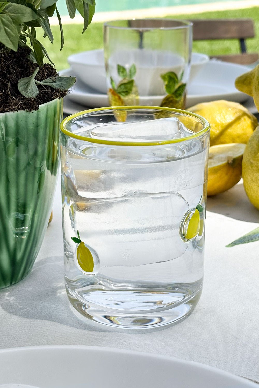 Limones Vaso De Cristal Con Frutas Pintadas Cristina Oria
