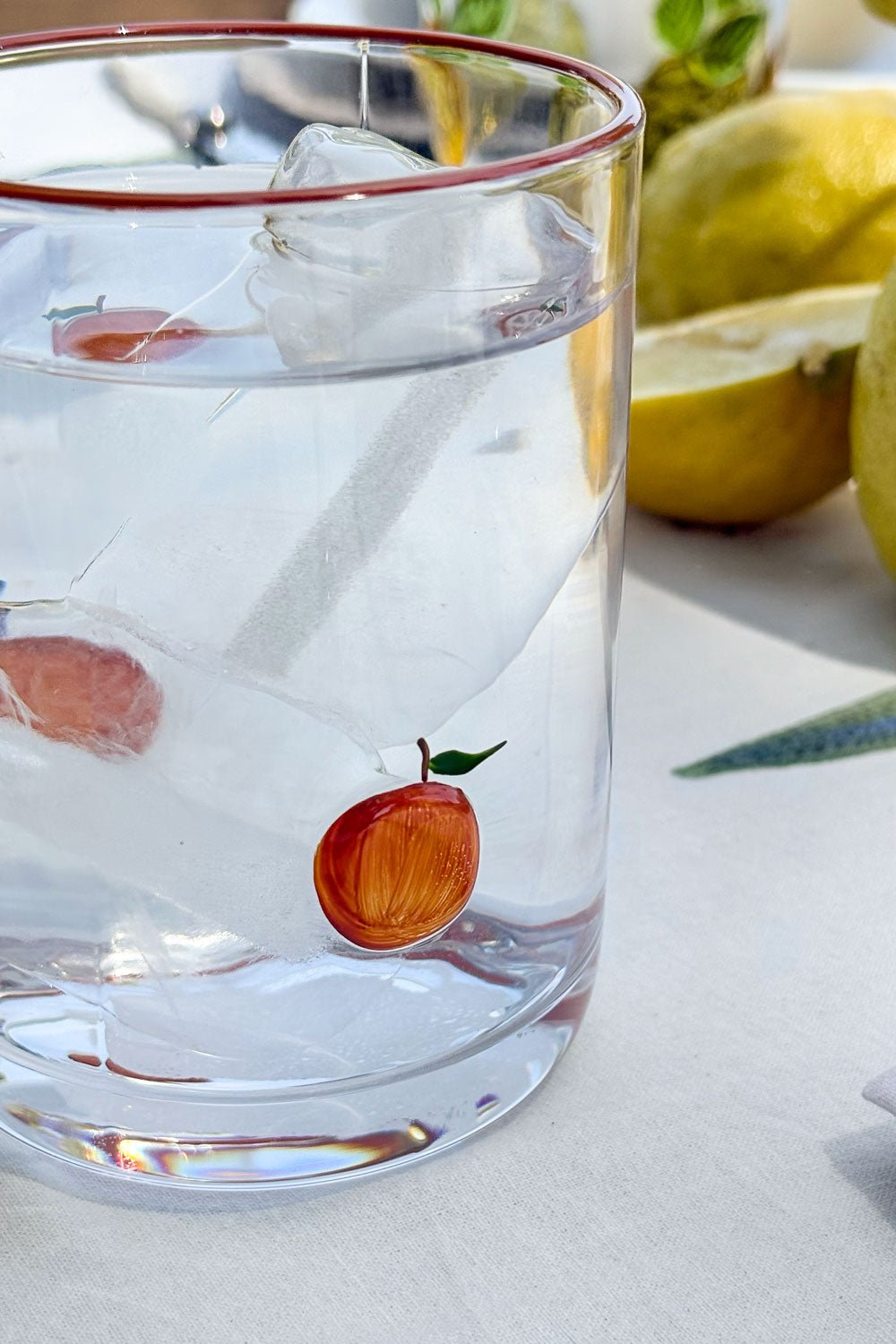 Detalles Naranja Vaso De Cristal Con Frutas Pintadas Cristina Oria