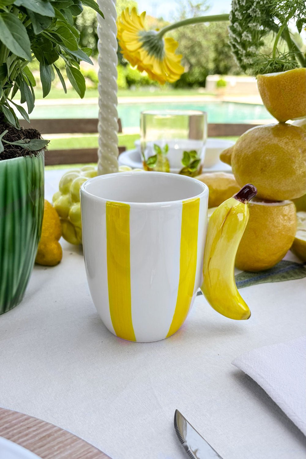Taza Diseño Rayas De Colores & Asa De Fruta Cristina Oria