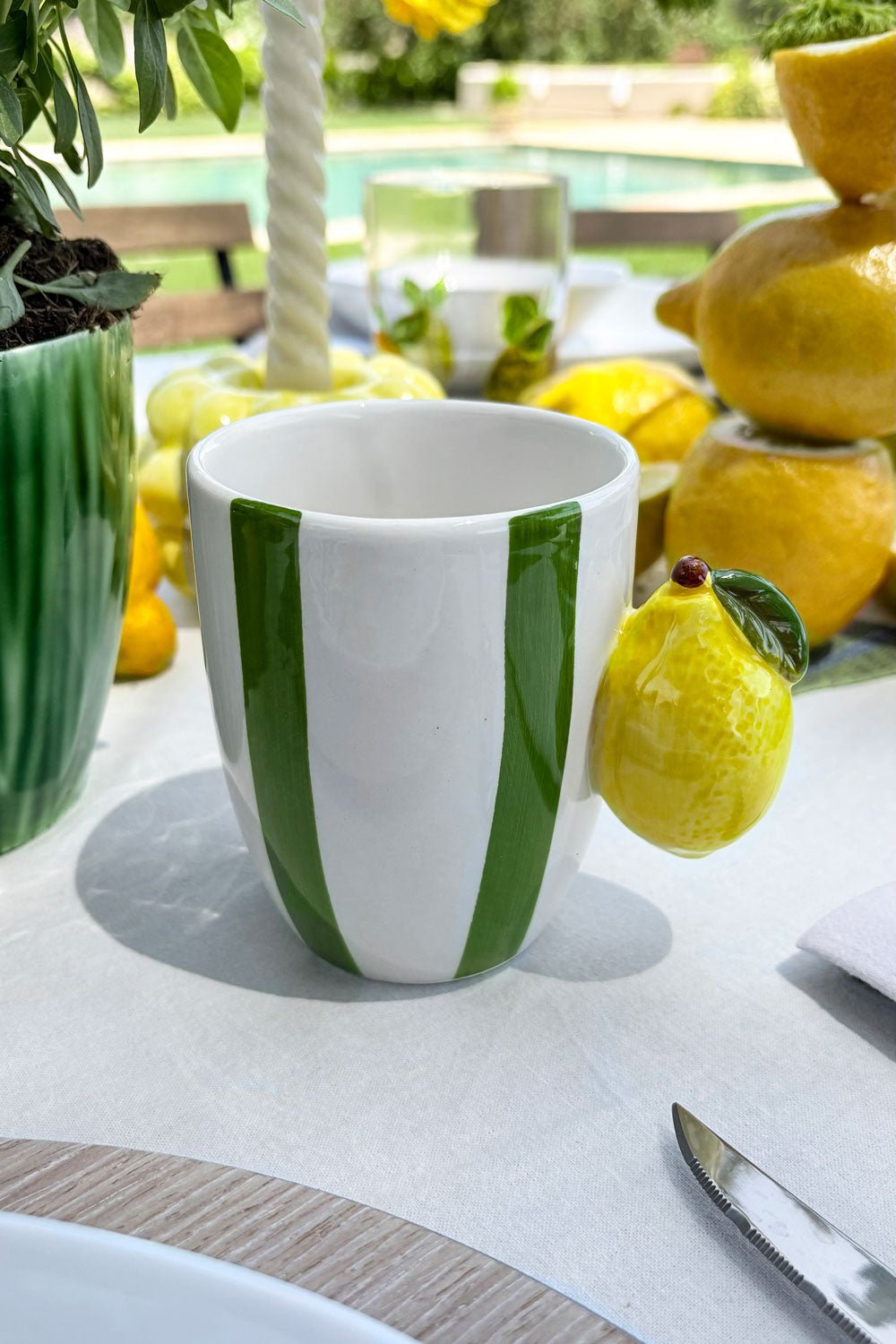 Limón Taza Diseño Rayas De Colores & Asa De Fruta Cristina Oria