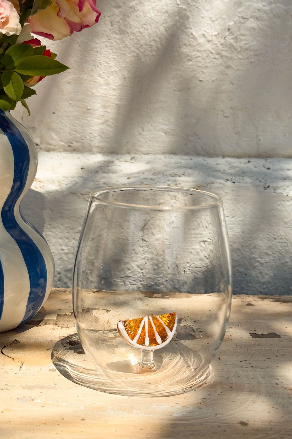 Vaso De Vidrio Redondeado Con Figura De Fruta
