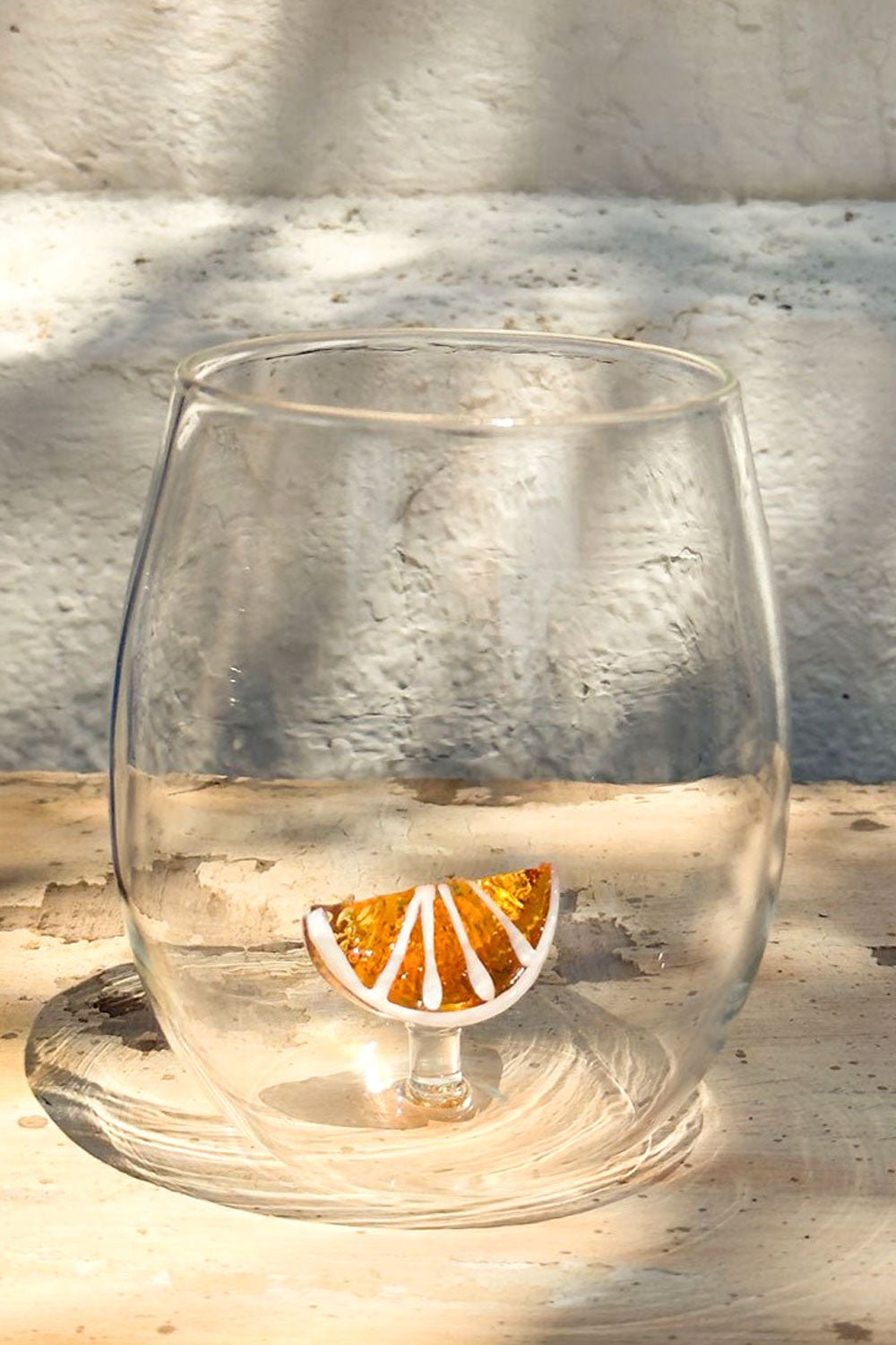 Vaso De Vidrio Redondeado Con Figura De Fruta