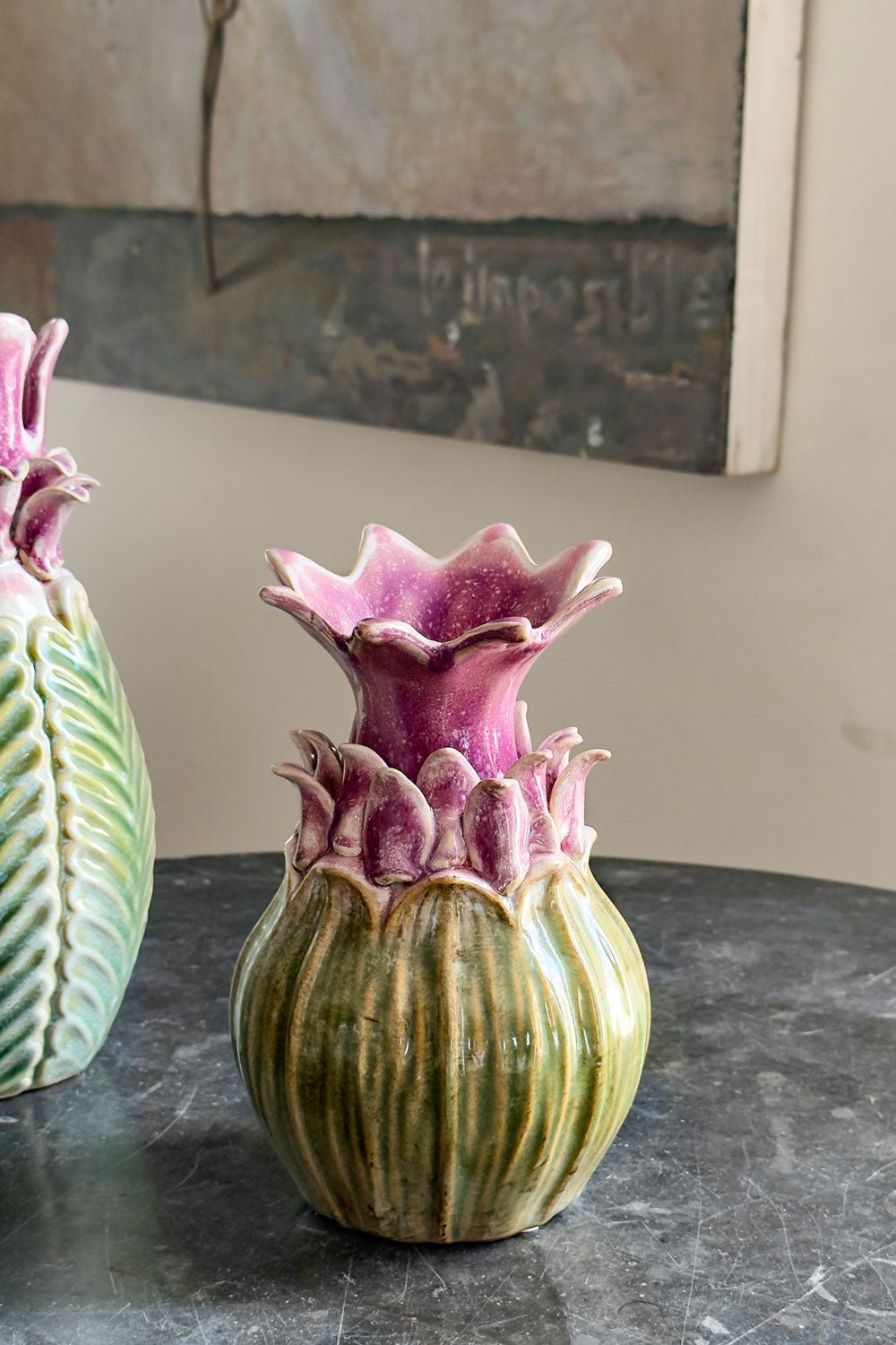 Jarrón Artesanal Bulbo Flor Verde Pistacho Cristina Oria