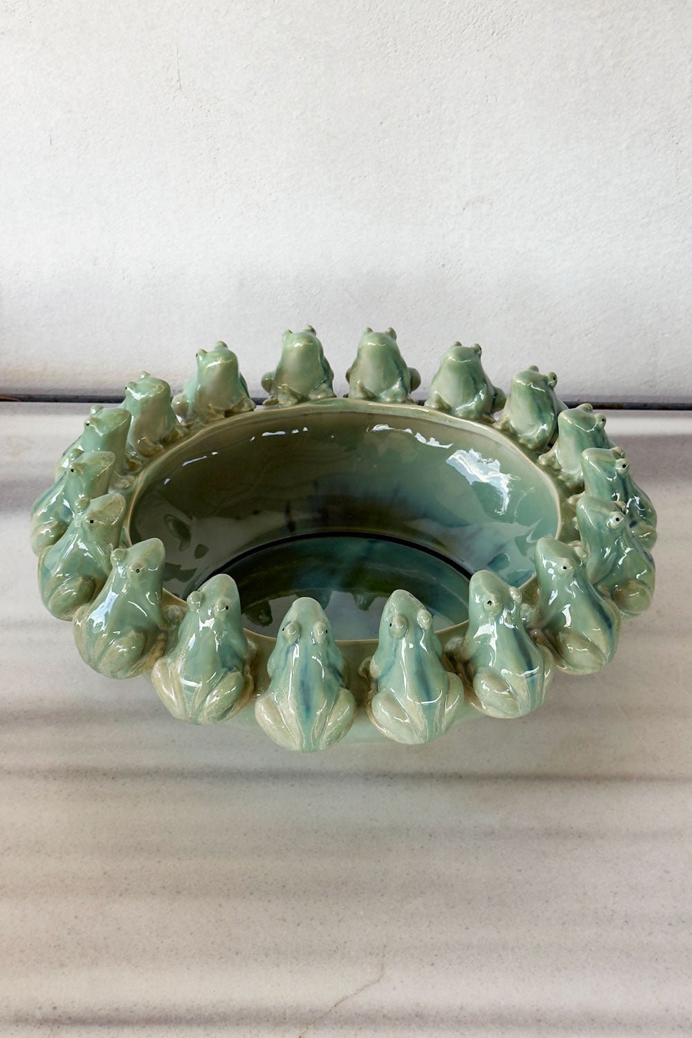 Centro De Mesa De Cerámica Diseño Ranas Cristina Oria