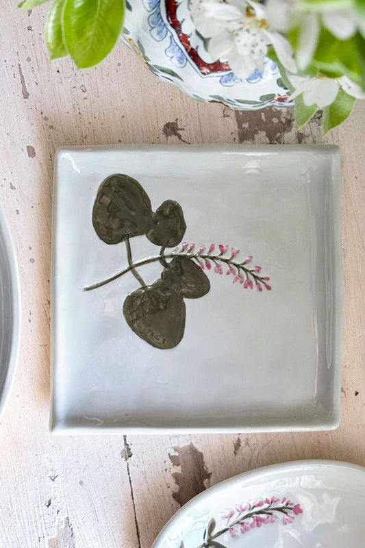 Bandeja Cuadrada Con Diseño Flor Silvestre Rosa Grande Cristina Oria