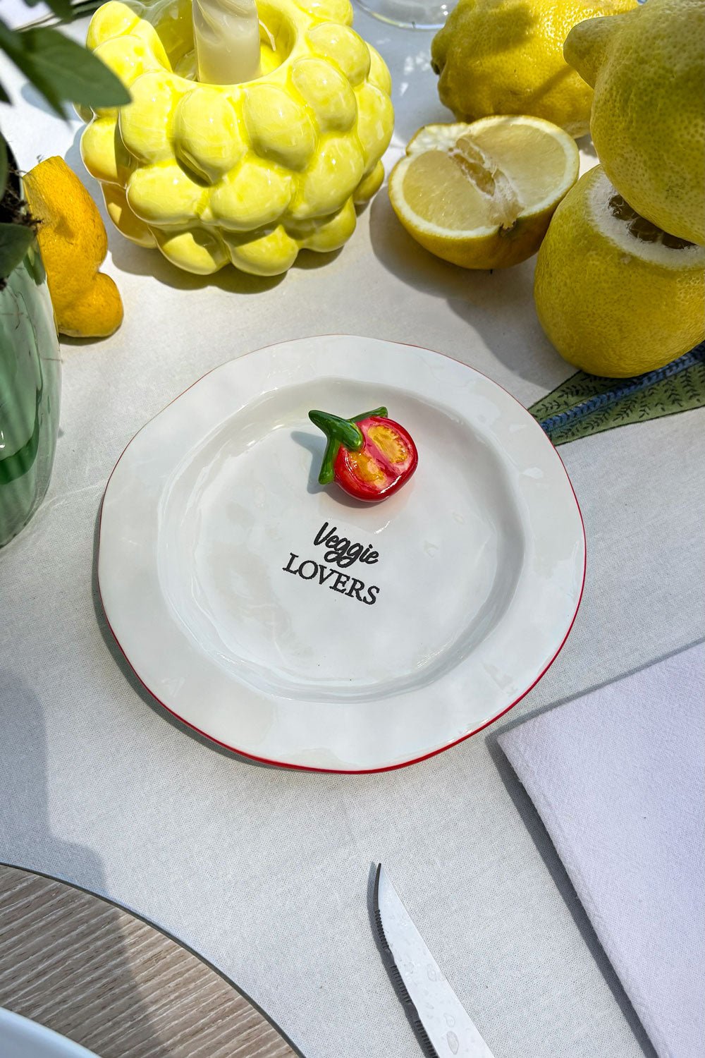 Plato Llano Tomate Porcelana Vajilla Huerto Cristina Oria