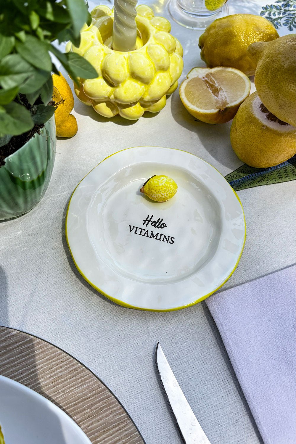 Plato Llano Limón Porcelana Vajilla Huerto Cristina Oria