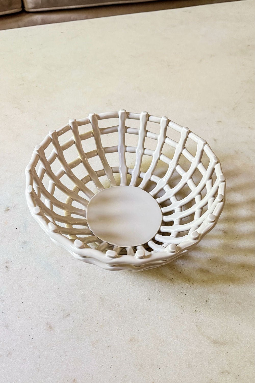 Frutero De Porcelana Diseño Trenzado Grande