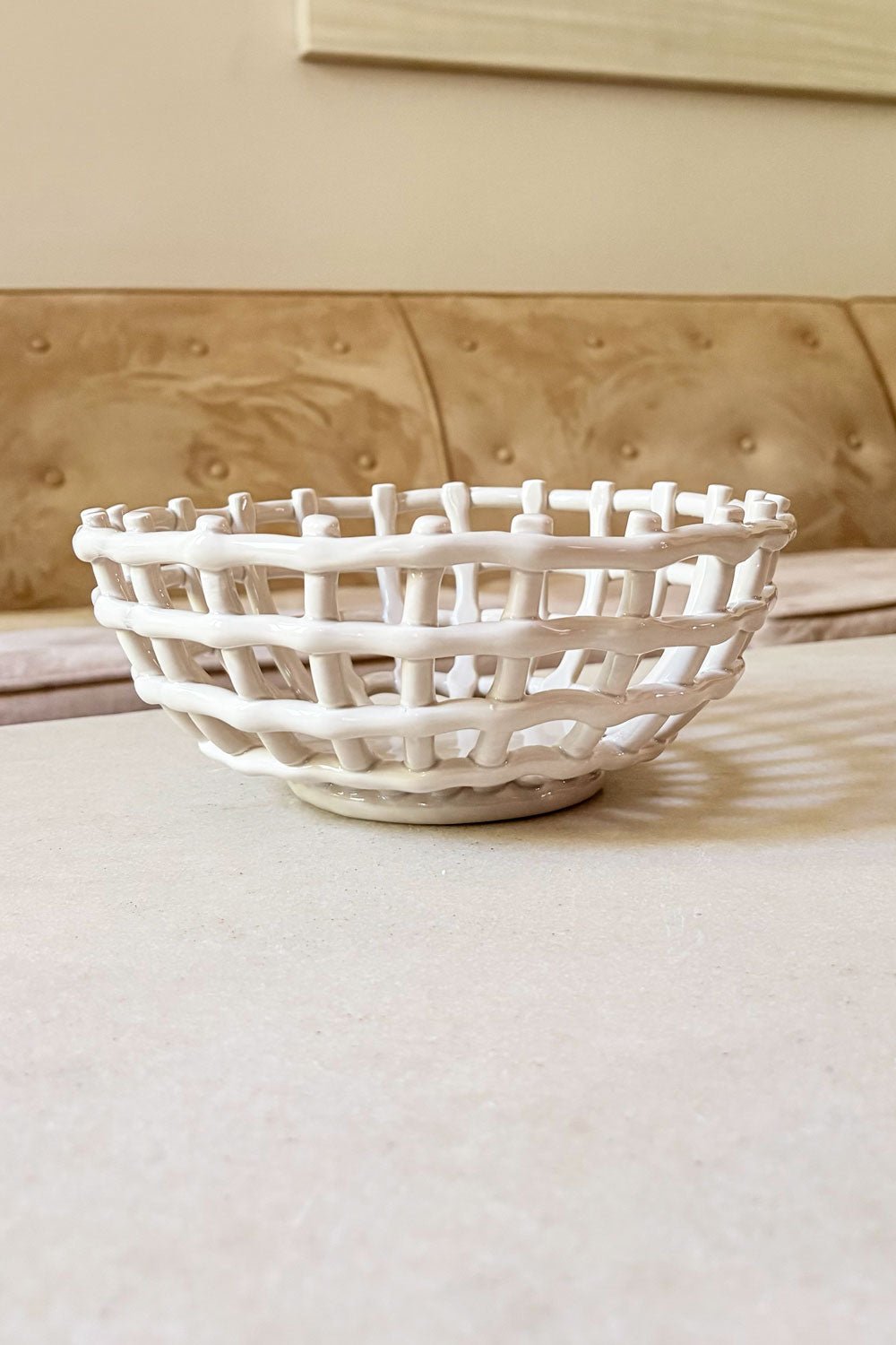 Frutero De Porcelana Diseño Trenzado Grande