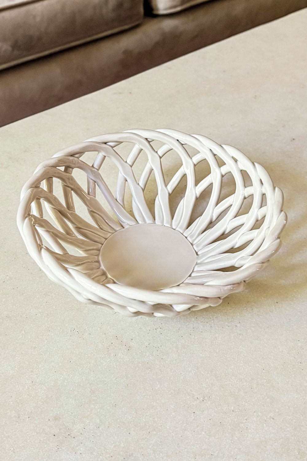 Frutero De Porcelana Diseño Trenzado Pequeño