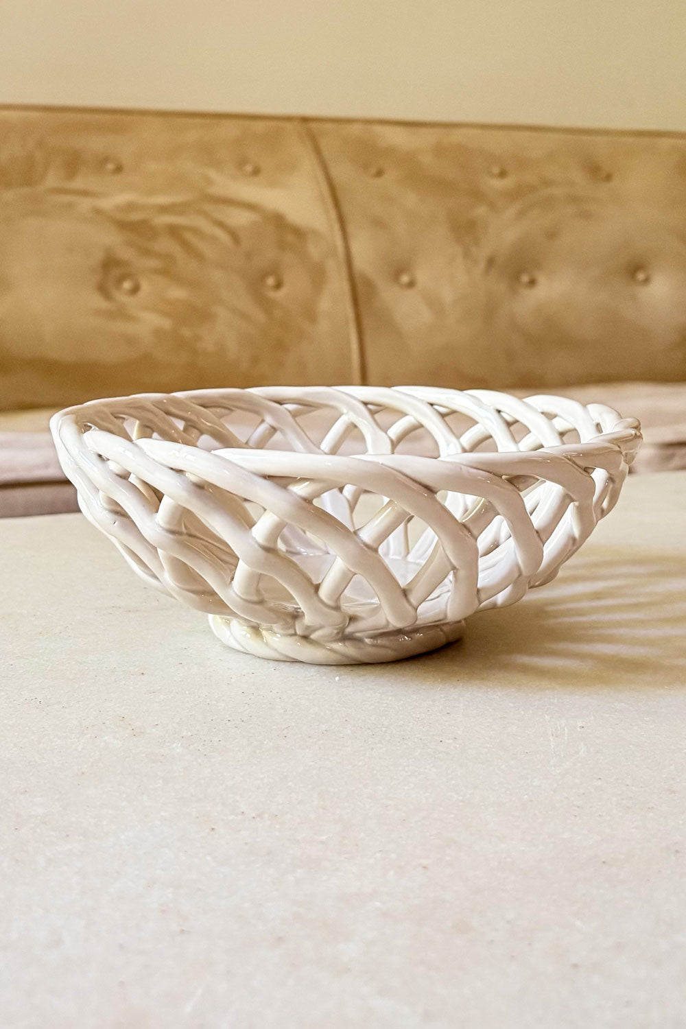 Frutero De Porcelana Diseño Trenzado Pequeño
