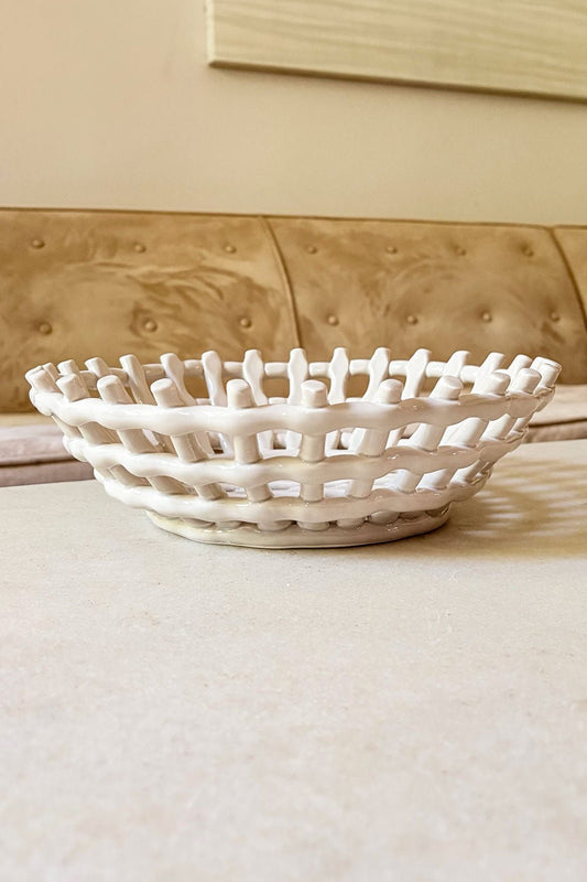 Frutero Diseño Trenzado Provenza Blanco Cristina Oria