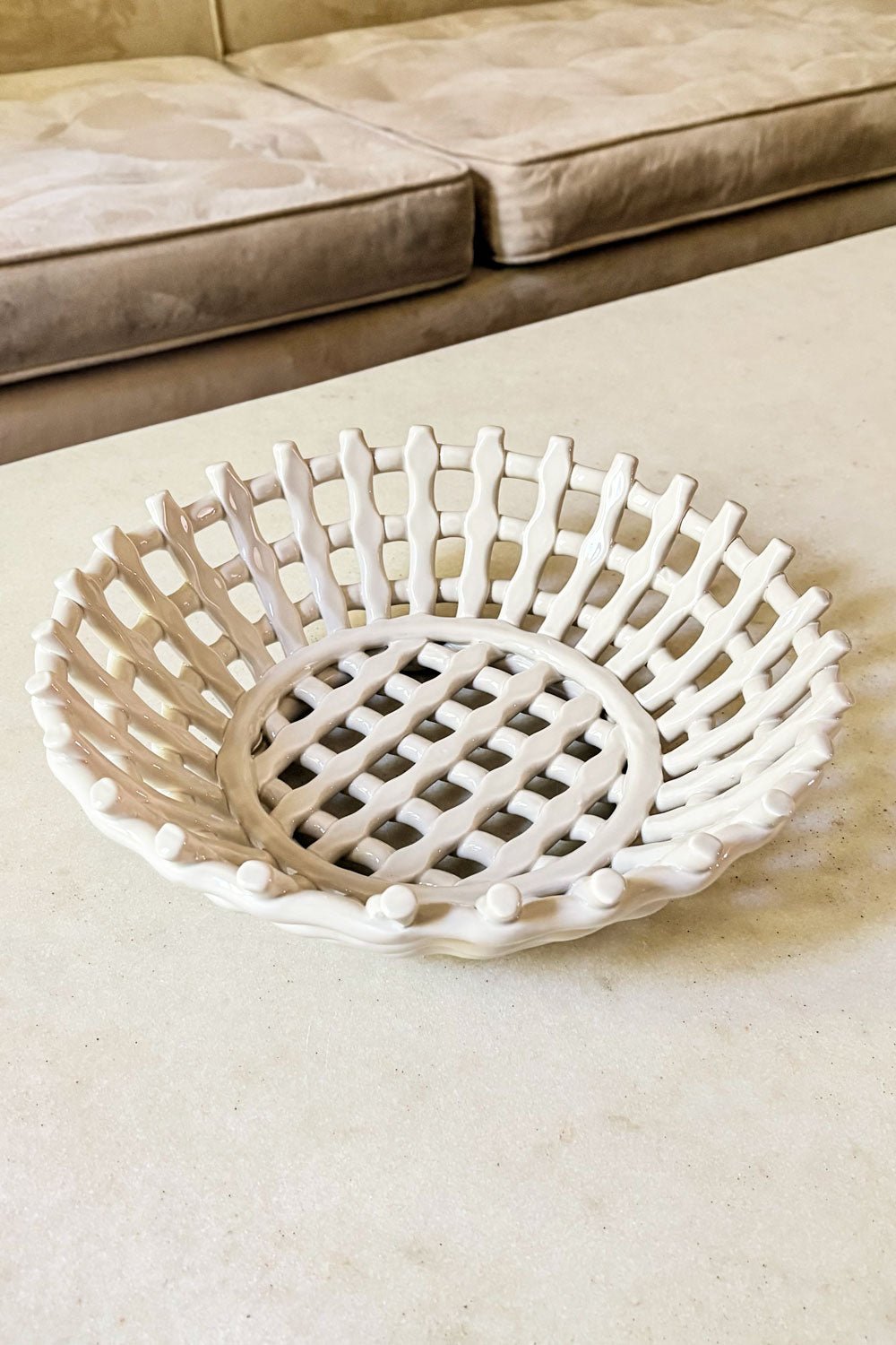 Detalles Frutero Diseño Trenzado Provenza Blanco Cristina Oria