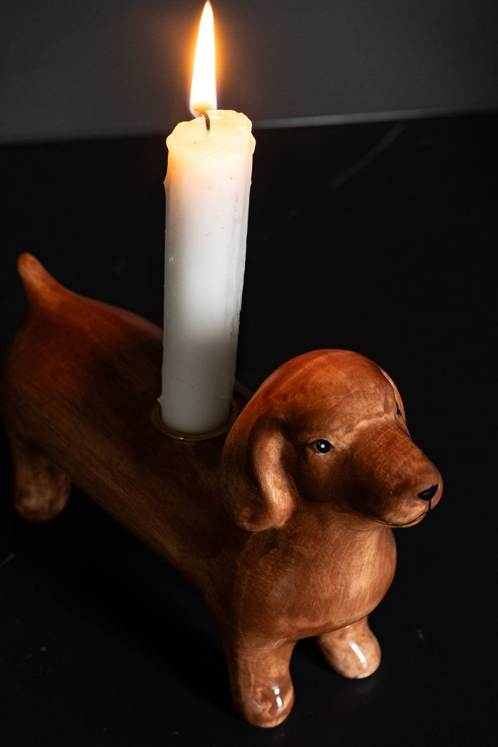Detalles Portavelas Diseño Perro Salchicha Cristina Oria