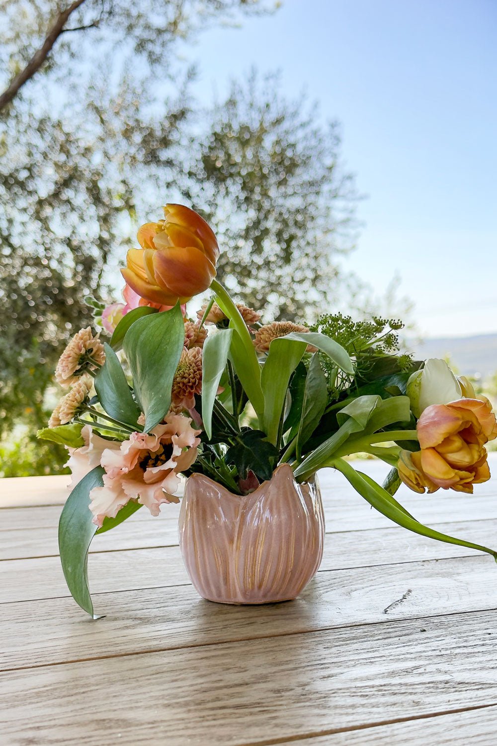 Jarrón De Gres Diseño Tulipa Rosa Cristina Oria