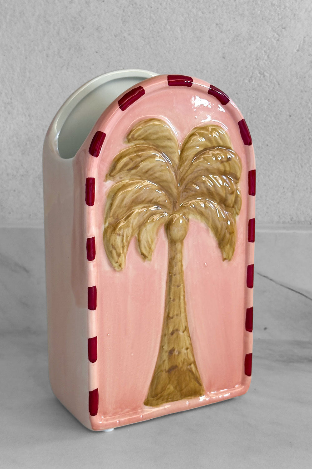 Ladeado Jarrón Rosa Diseño Palmera Cristina Oria