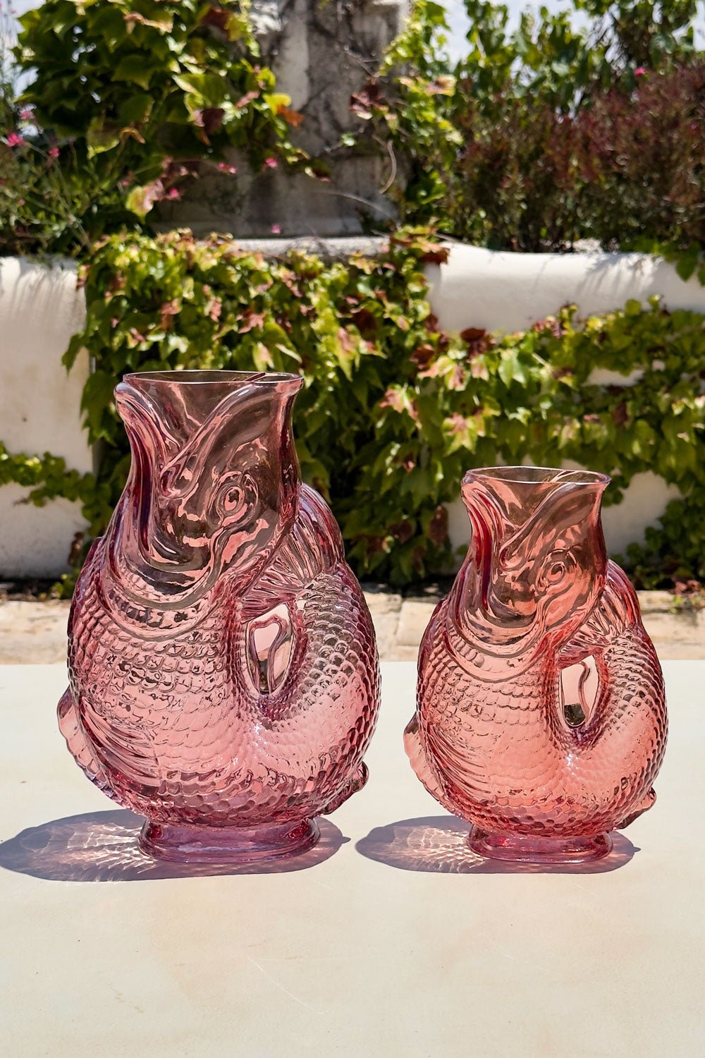 Ambos Jarrones  De Cristal Diseño Pez Rosa Cristina Oria